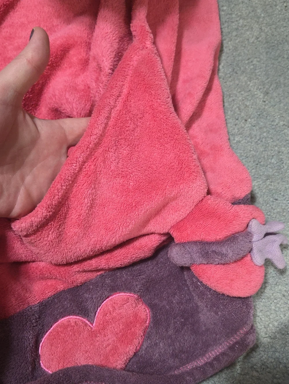 Girls Hooded Towel Robe with Heart & Diamond Accents - Pink